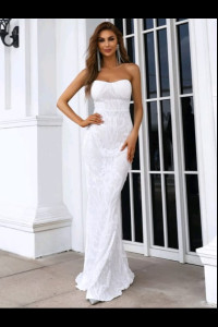 E045 Luna Sequin Strapless Dress